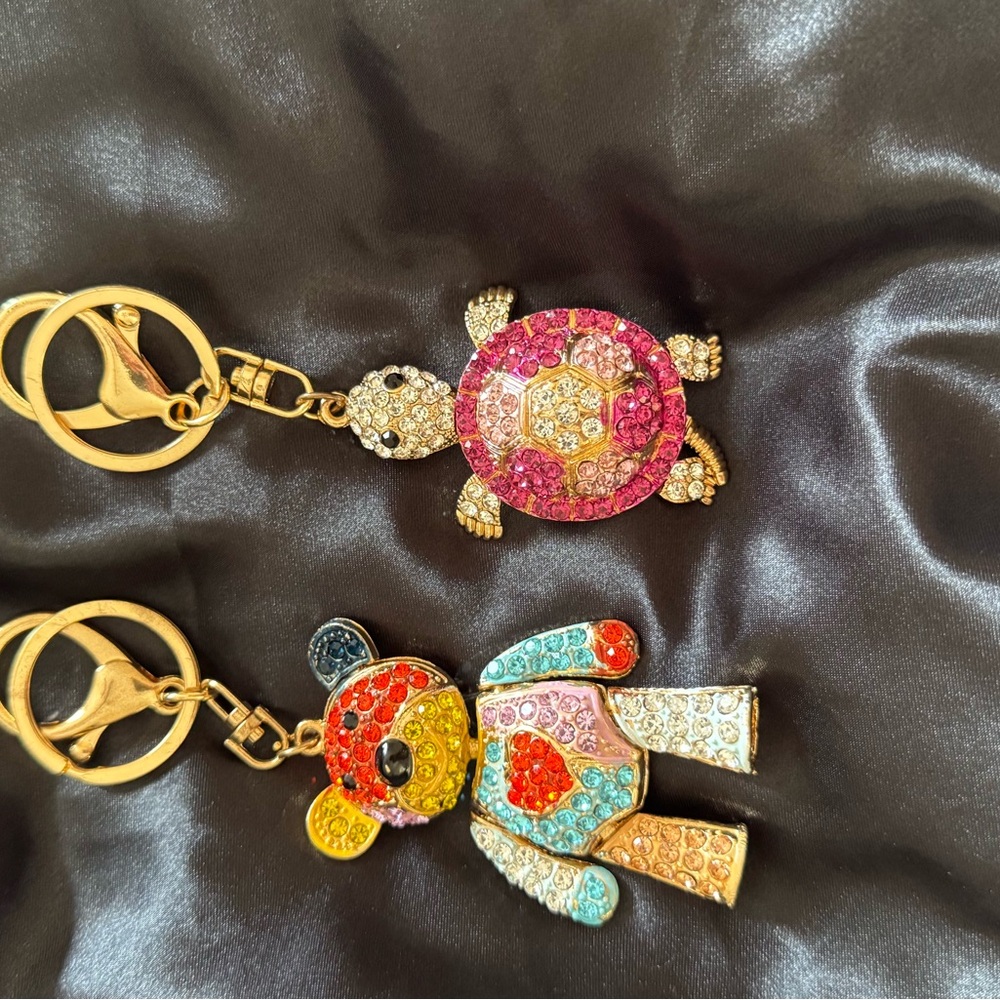 Colorful Turtle And Bear Keychains - image 1